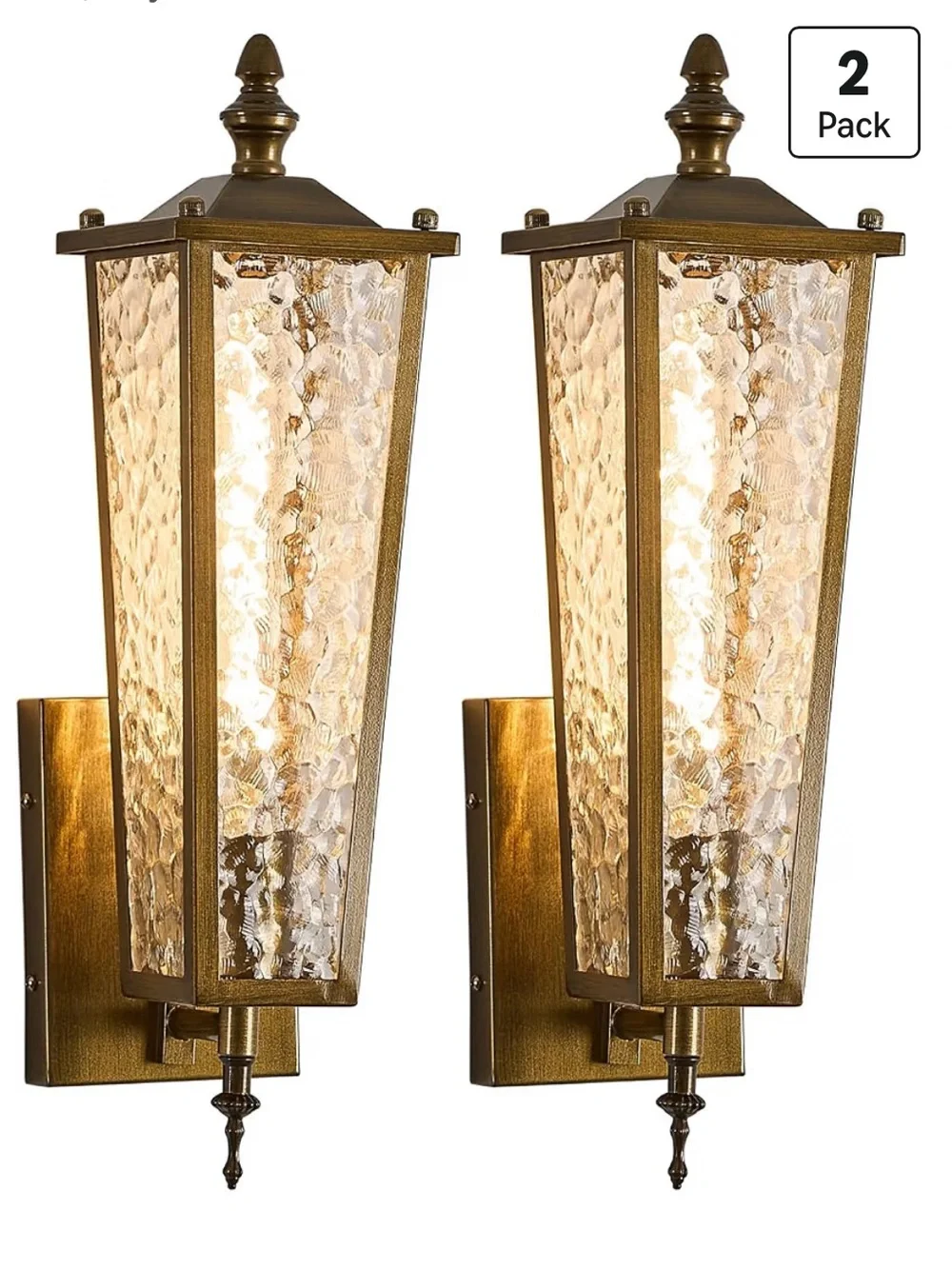 NIB BIEOCUR Outdoor Wall Lights Exterior Sconces Lanterns Vintage Gold 2 pack
